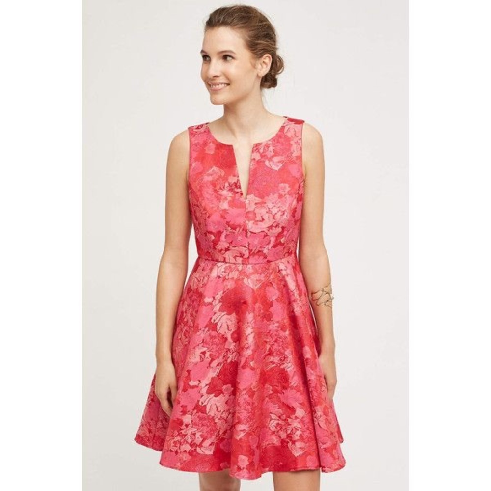 Eva Franco Agra Jacquard floral spring pink dress